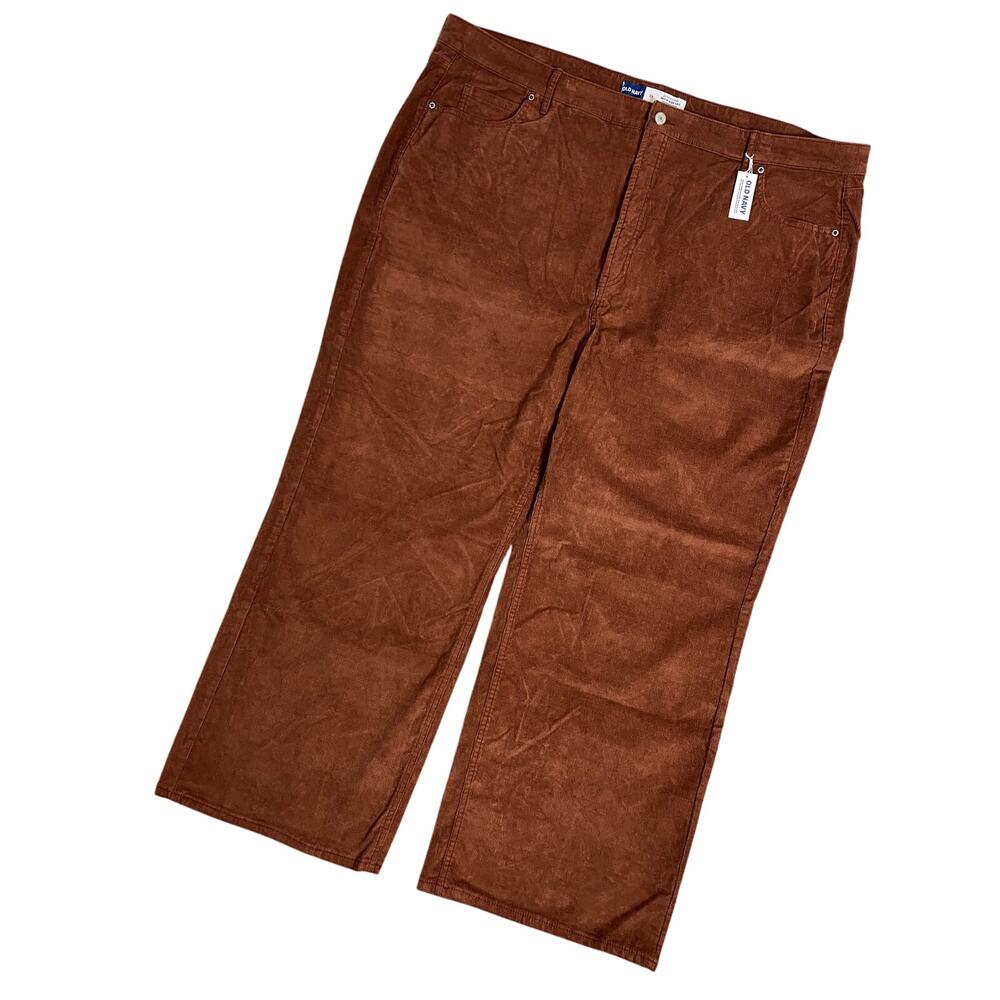 Old Navy Sky-Hi Rise Corduroy Pants Womens 48"X34" Burnt Orange Wide Leg Stretch